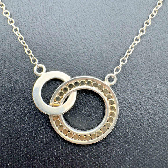 Anna Beck Classic Necklace 18k Gold Plated Sterling Silver Reversible 16-18" - Picture 1 of 8